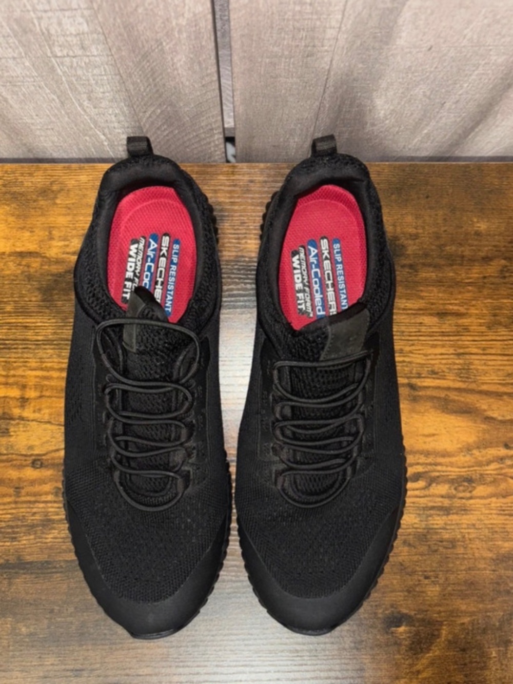 Women's 9 Wide Skechers Work Shoes Black Slip Resistant
